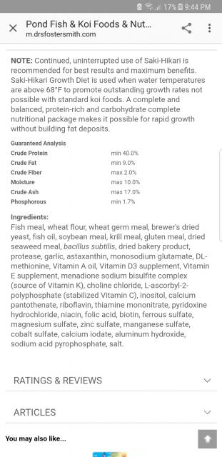 Drs foster and smith hotsell koi food