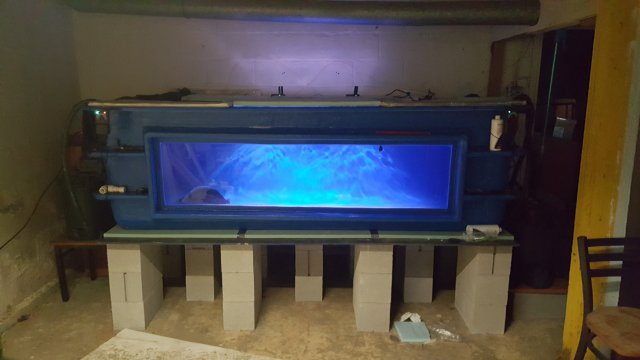 Fiberglass tank with clearance window